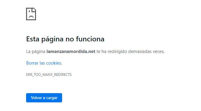 Mensaje de redirección a lamanzanamordida.net