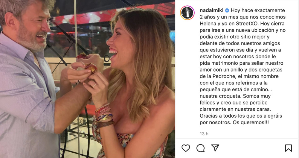 La pedida de Miki Nadal a Helena Aldea / INSTAGRAM