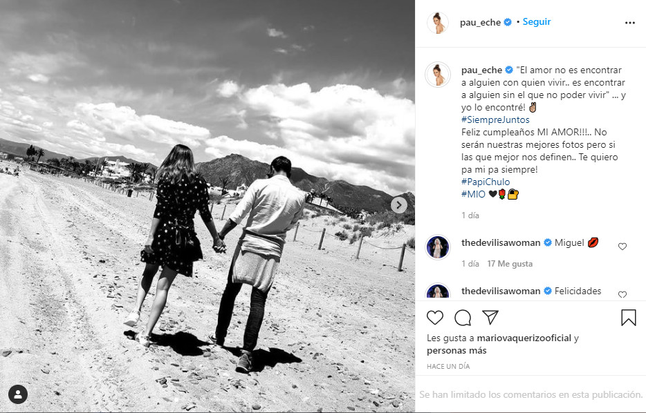 Mensaje de Paula Echevarría a Miguel Torres por su cumpleaños / INSTAGRAM