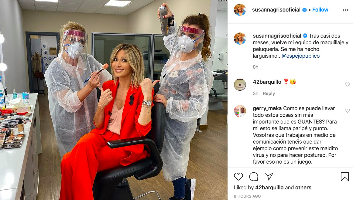 Susanna Griso vuelve a contar con su equipo de peluquería y maquillaje / INSTAGRAM