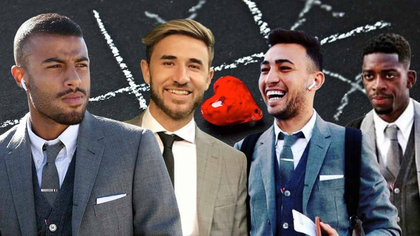 Rafinha, Sergi Samper, Munir El Haddadi y Ousmane Dembelé / FOTOMONTAJE DE CULEMANÍA