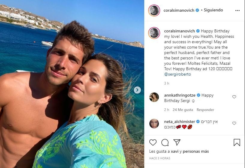 Felicitación de Coral a Sergi Roberto / EFE