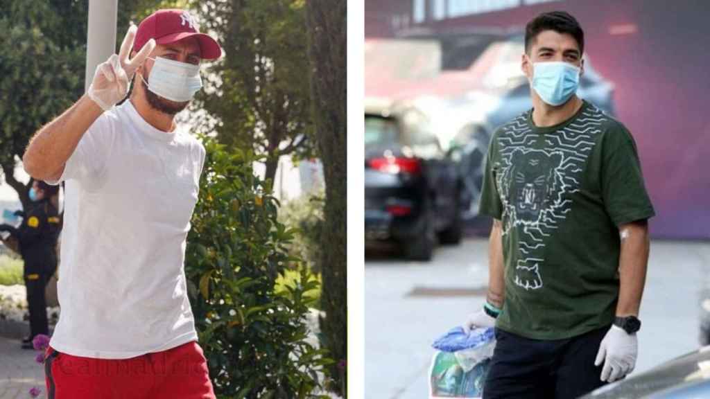 Hazard y Luis Suárez, antes de realizarse el test del coronavirus | Montaje Culemanía