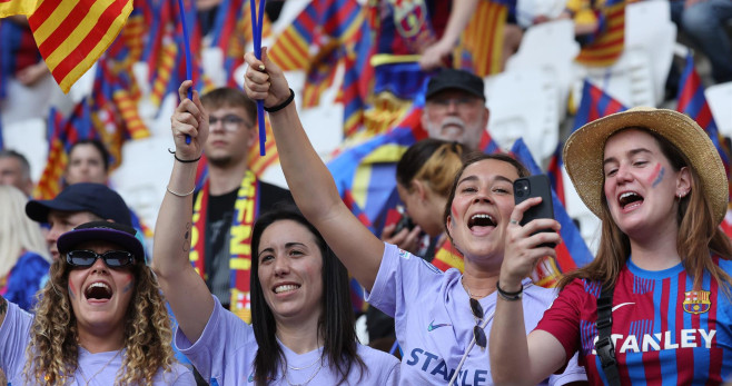 Hinchas de Barça en Turín para presenciar la final contra el Olympique de Lyon / EFE