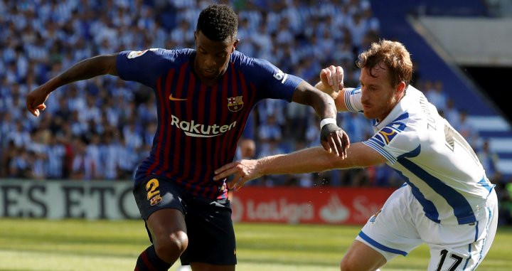 Una foto de Nelson Semedo frente a la Real Sociedad  / EFE