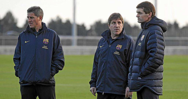 Tito Vilanova, junto a Jordi Roura y Aureli Altimira / FCB