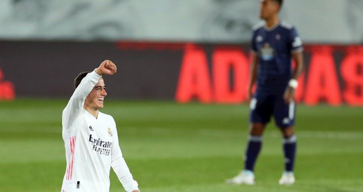 Lucas Vázquez celebra su gol contra el Celta / EFE