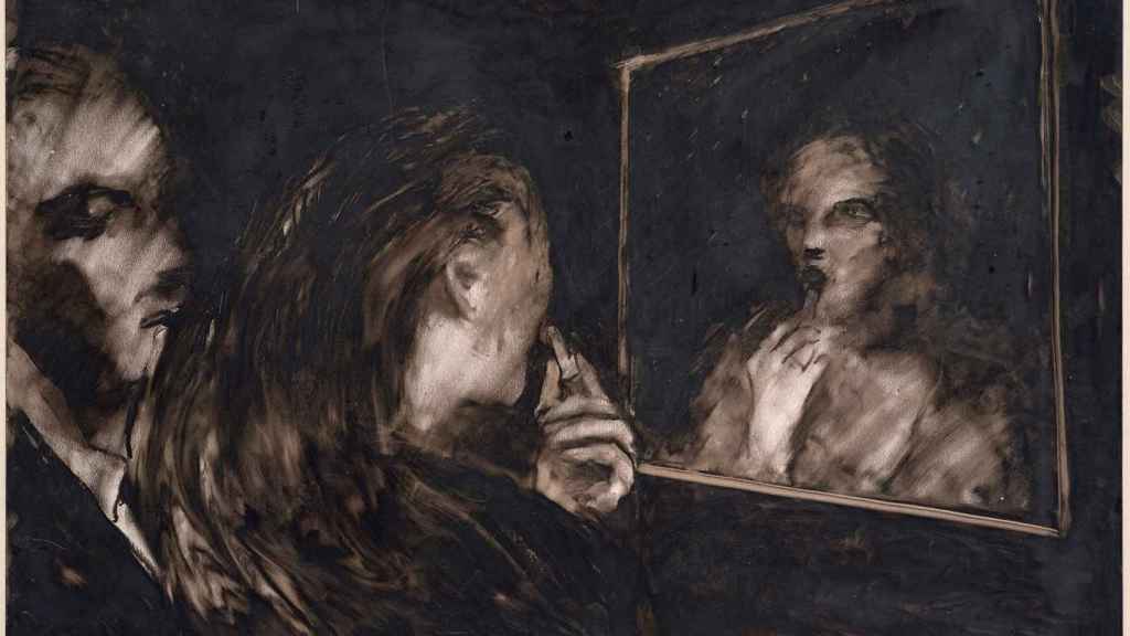 ‘Untitled (Woman and Man with Mirror)’, uno de los dibujos finales de Juan Muñoz que hoy se encuentra en manos privadas / CENTRO BOTÍN