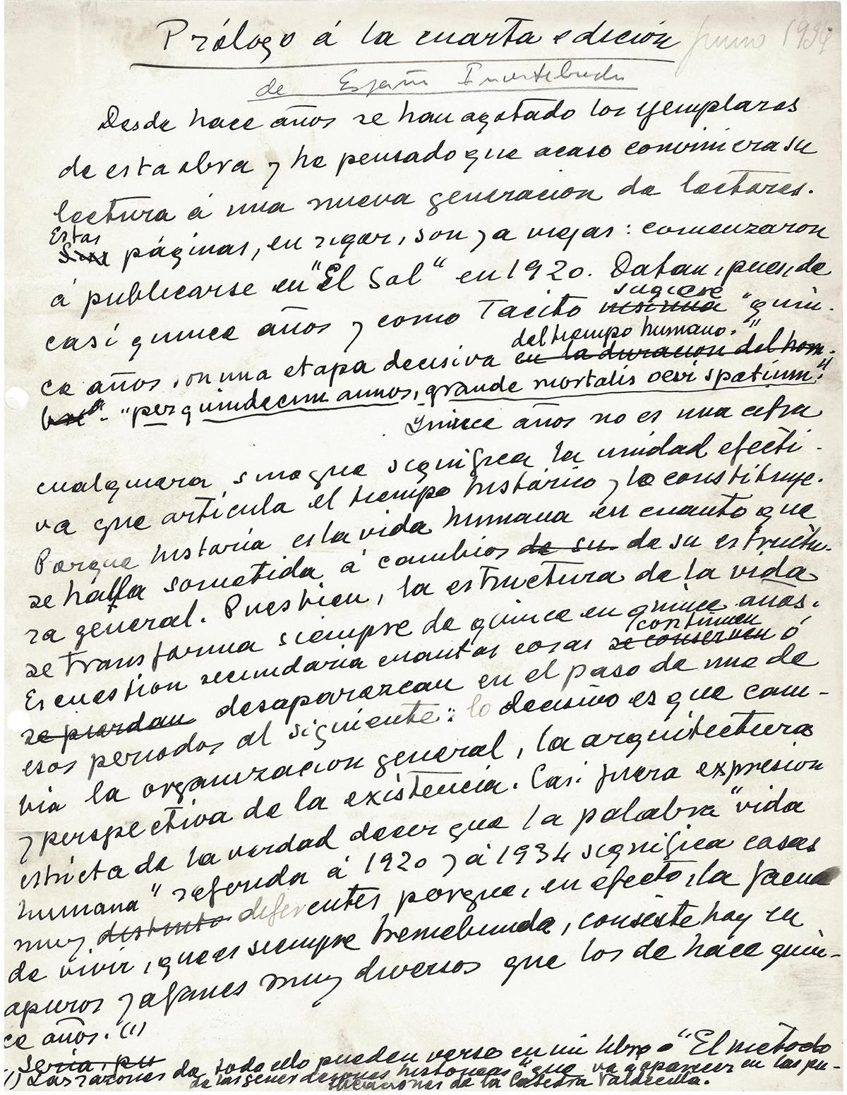 Manuscrito de un ensayo de Ortega y Gasset