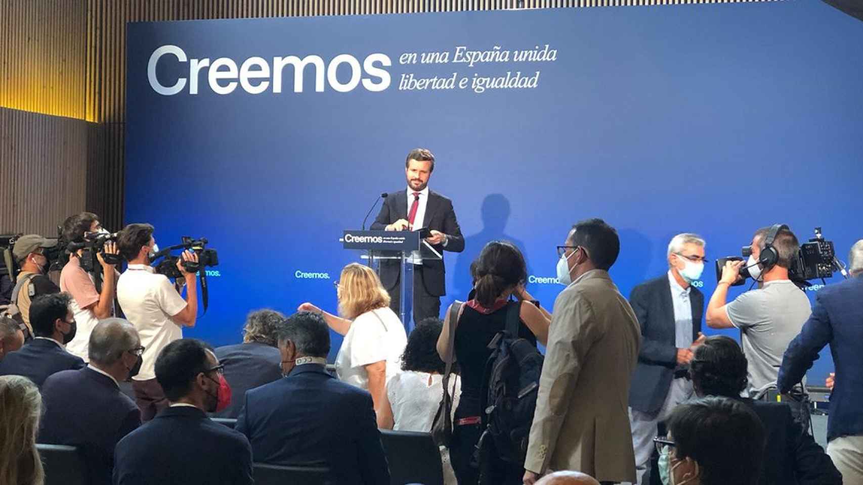 El presidente del PP, Pablo Casado, en Barcelona