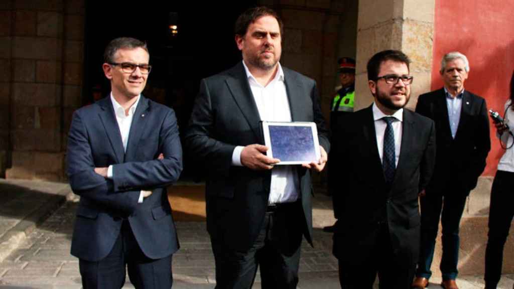 Josep Maria Jové (i), citado a declarar por el TSJC junto a Oriol Junqueras, exvicepresidente del Govern y Pere Aragonès, 'número dos' del Ejecutivo autonómico / CG