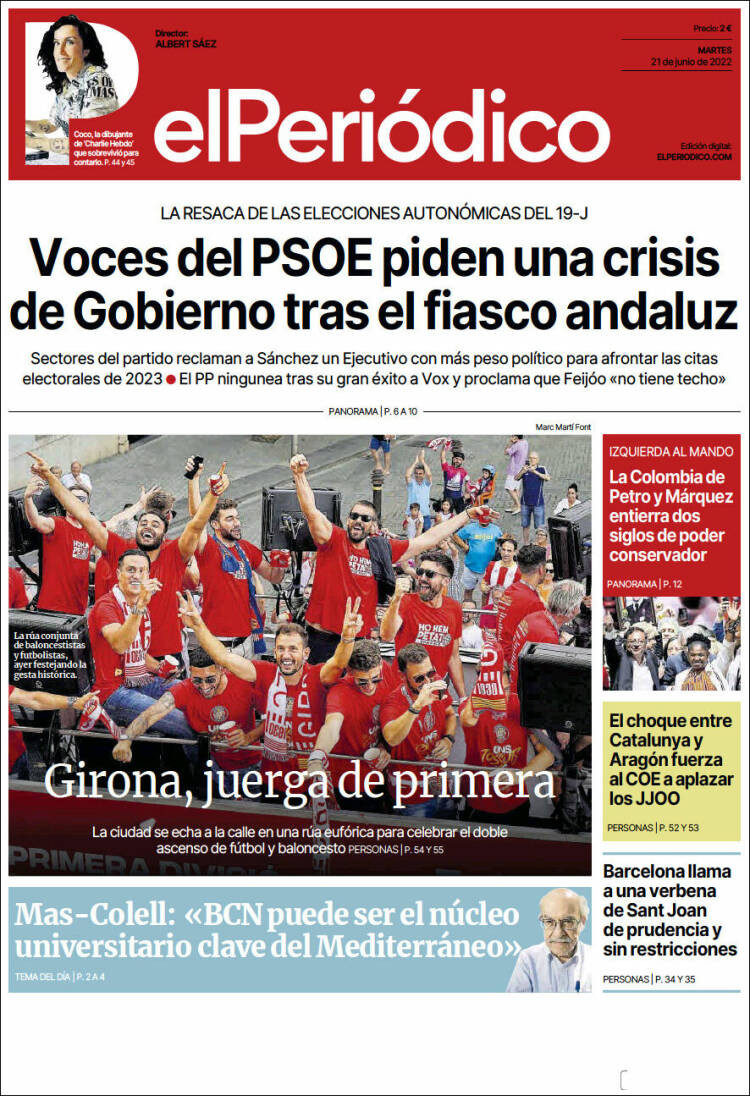 Portada de 'El Periódico' de 21 de junio / KIOSKO.NET