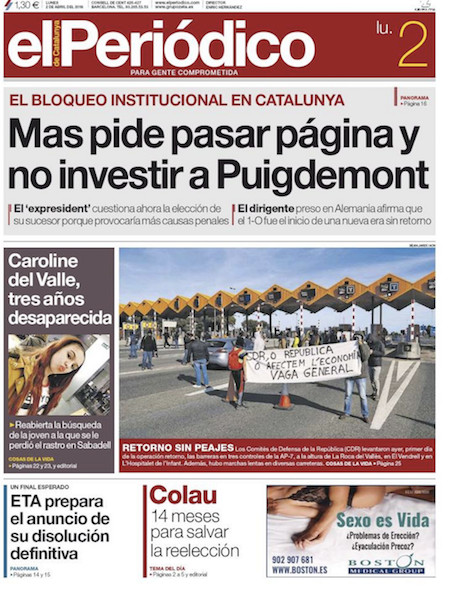 Portada de El Periódico