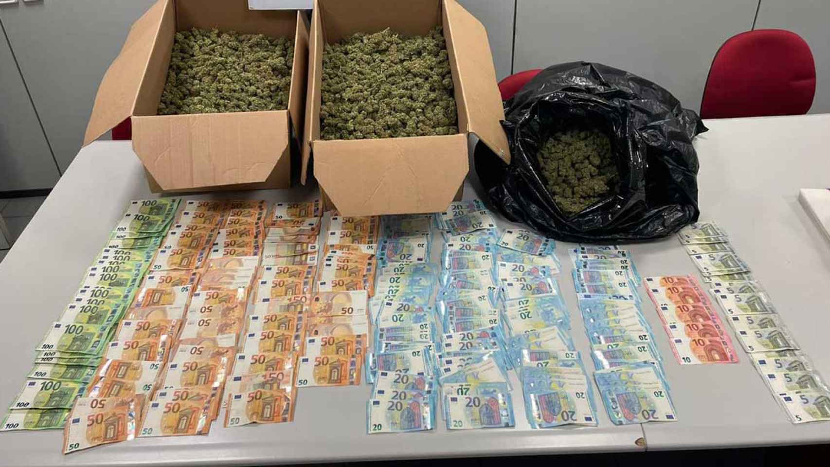 Marihuana incautada a los dos detenidos que se estrellaron tras huir de los Mossos en Sant Adrià de Besòs / EUROPA PRESS