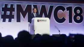 El presidente de Telefonica, José María Álvarez-Pallete, en la conferencia inaugural del MWC / EFE