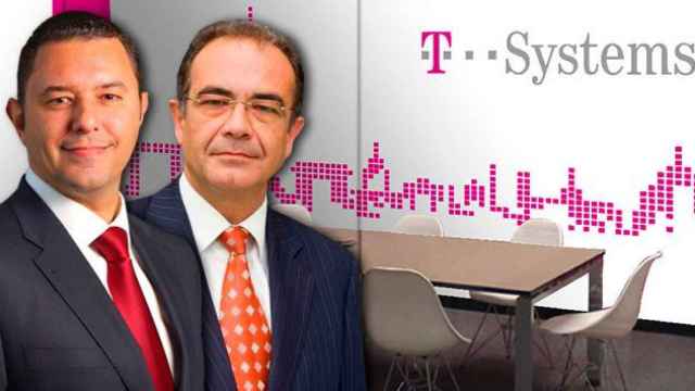 Osmar Polo (i), nuevo director general de T-Systems junto a su predecesor en el cargo, José Manuel Desco (d) / FOTOMONTAJE DE CG