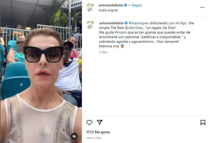 Mensaje de Antonia Dell'Atte / INSTAGRAM