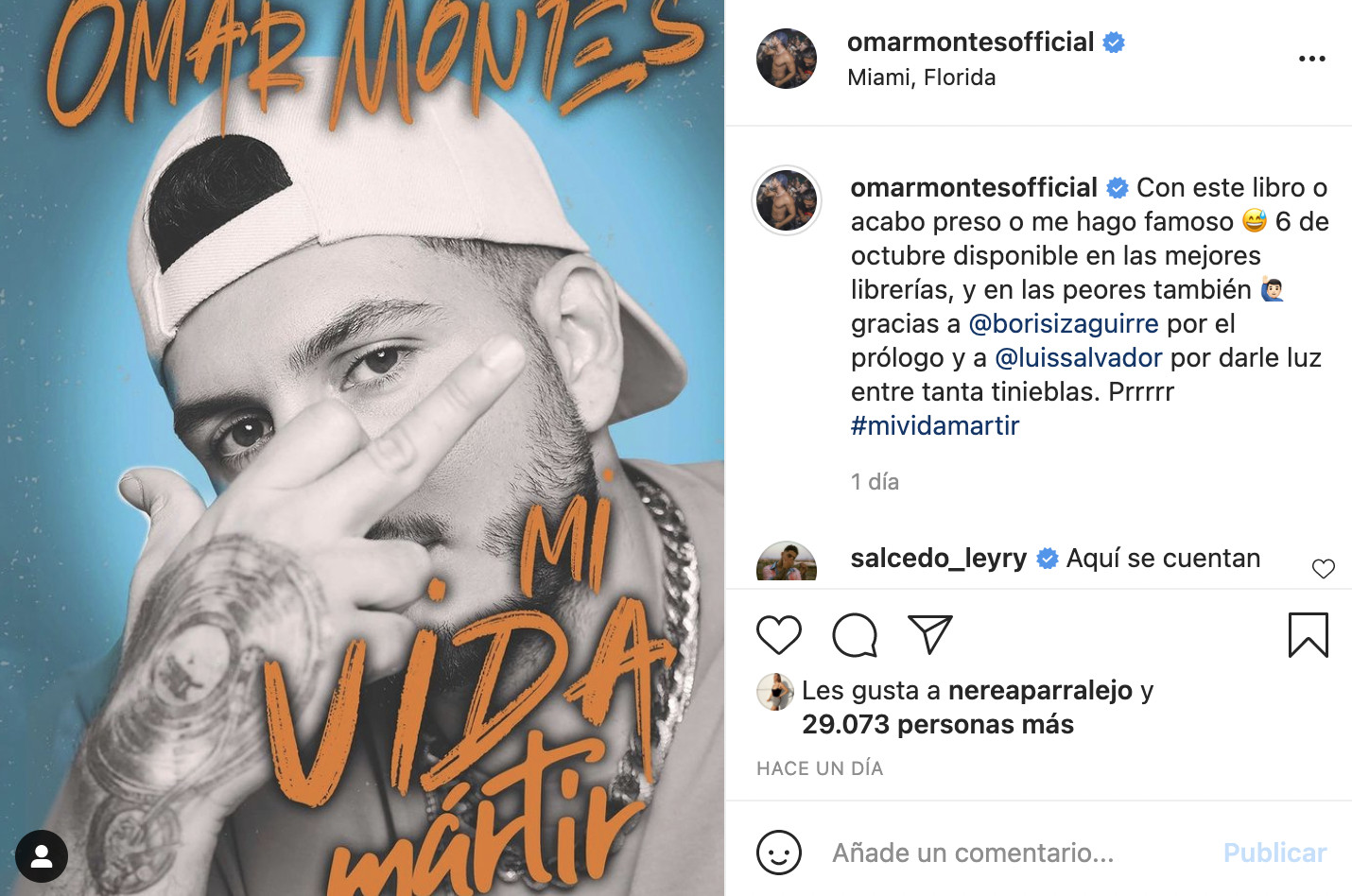 Publicación de Omar Montes en Instagram / @omarmontesofficial