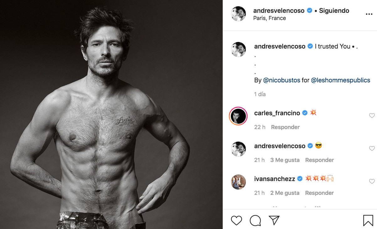 Andrés Velencoso presume de tableta de chocolate en sus redes sociales / INSTAGRAM