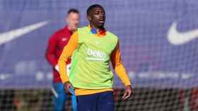 Dembelé, durante un entrenamiento con el Barça de Xavi / FCB