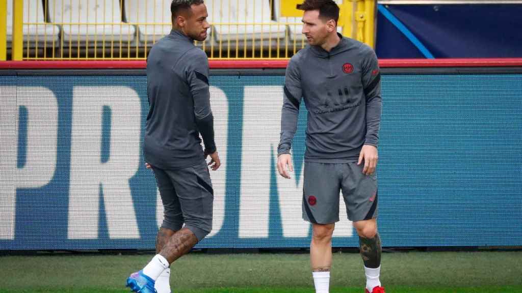 Neymar y Messi entrenando con el PSG en la previa de la Champions / EFE