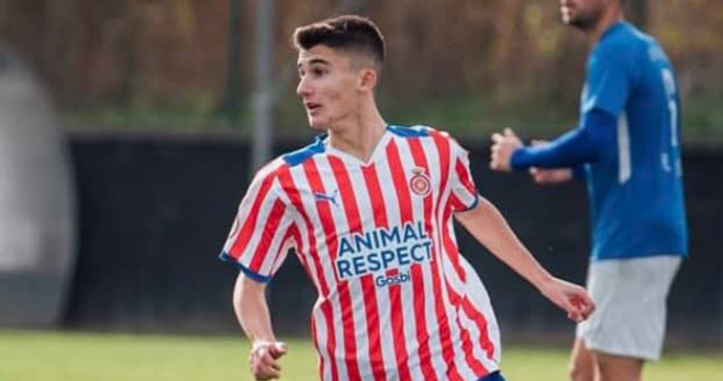 Unai Hernández, durante un partido en las categorías inferiores del Girona / Twitter