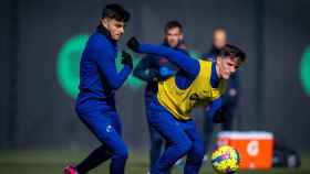 Gavi y Pedri, durante una acción de un entrenamiento del Barça / FCB