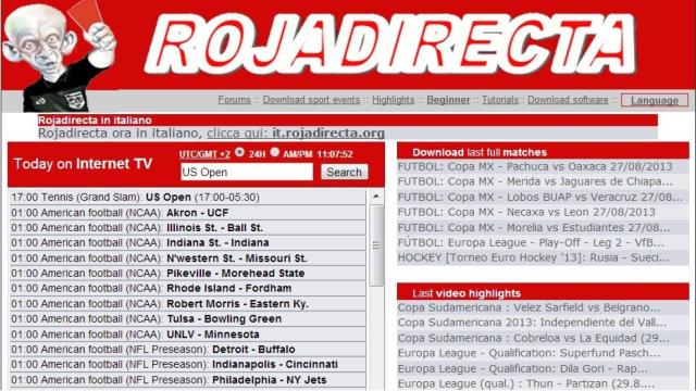 Rojadirecta, uno de los portales piratas más conocidos en el mundo / Redes