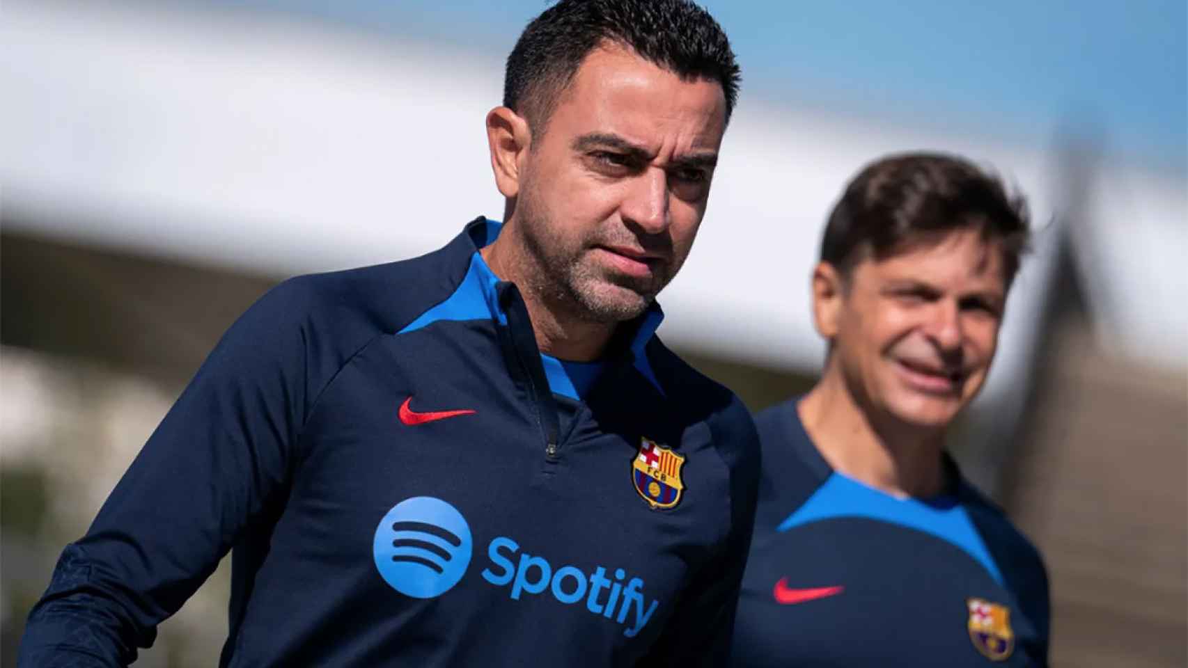 Xavi Hernández, antes de un entrenamiento post partido con el Barça / FCB