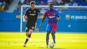 Samuel Umtiti en el primer amistoso de pretemporada, ante el Nàstic de Tarragona / FCB