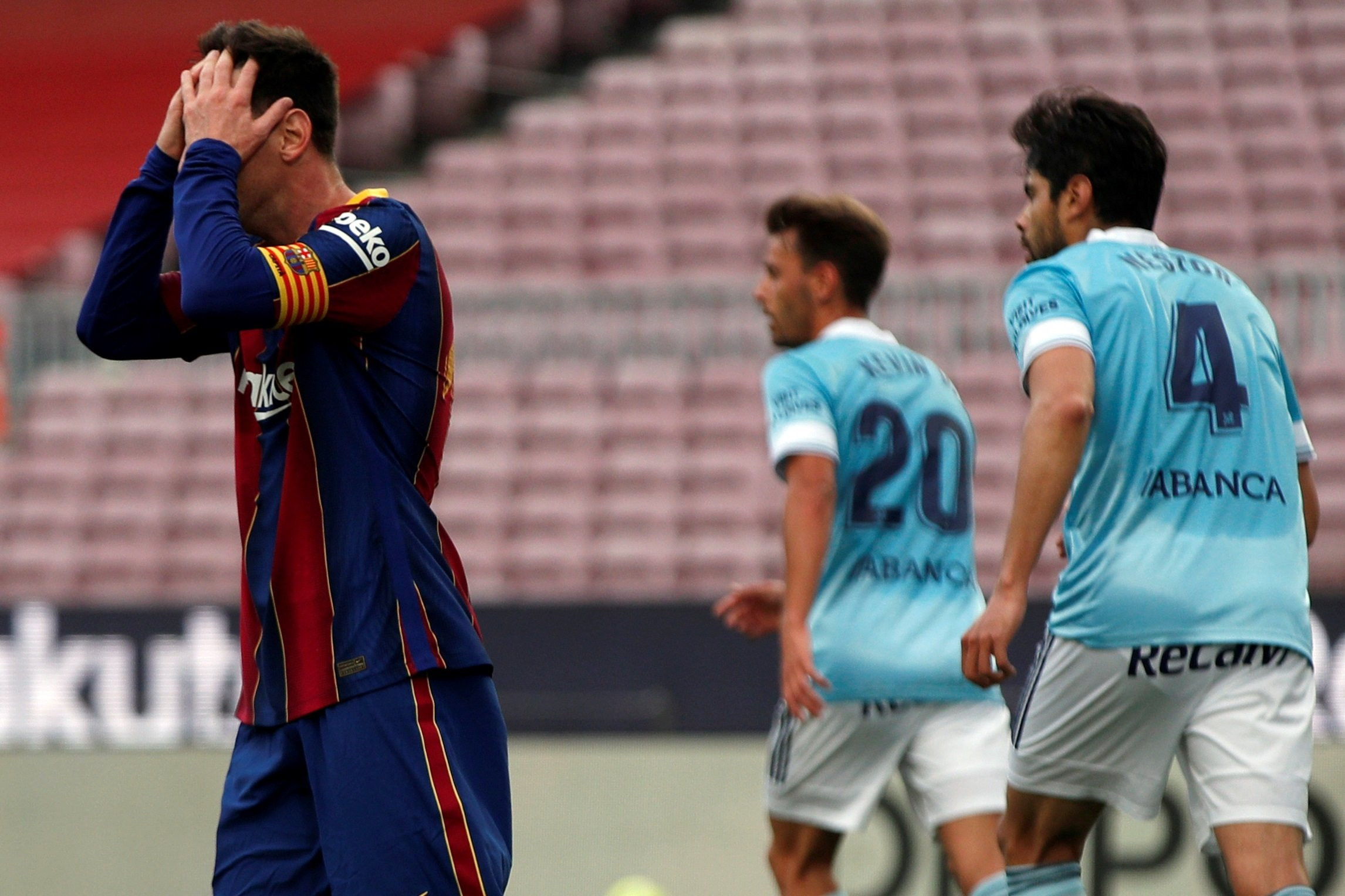 Messi lamentando una ocasión contra el Celta / EFE