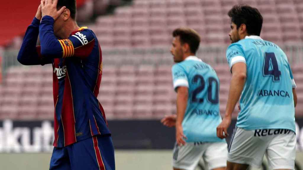 Messi lamentando una ocasión contra el Celta / EFE