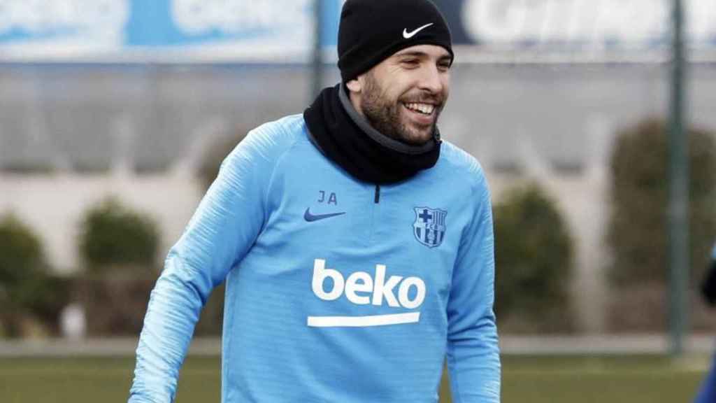 Una foto de Jordi Alba en un entrenamiento del Barça / EFE