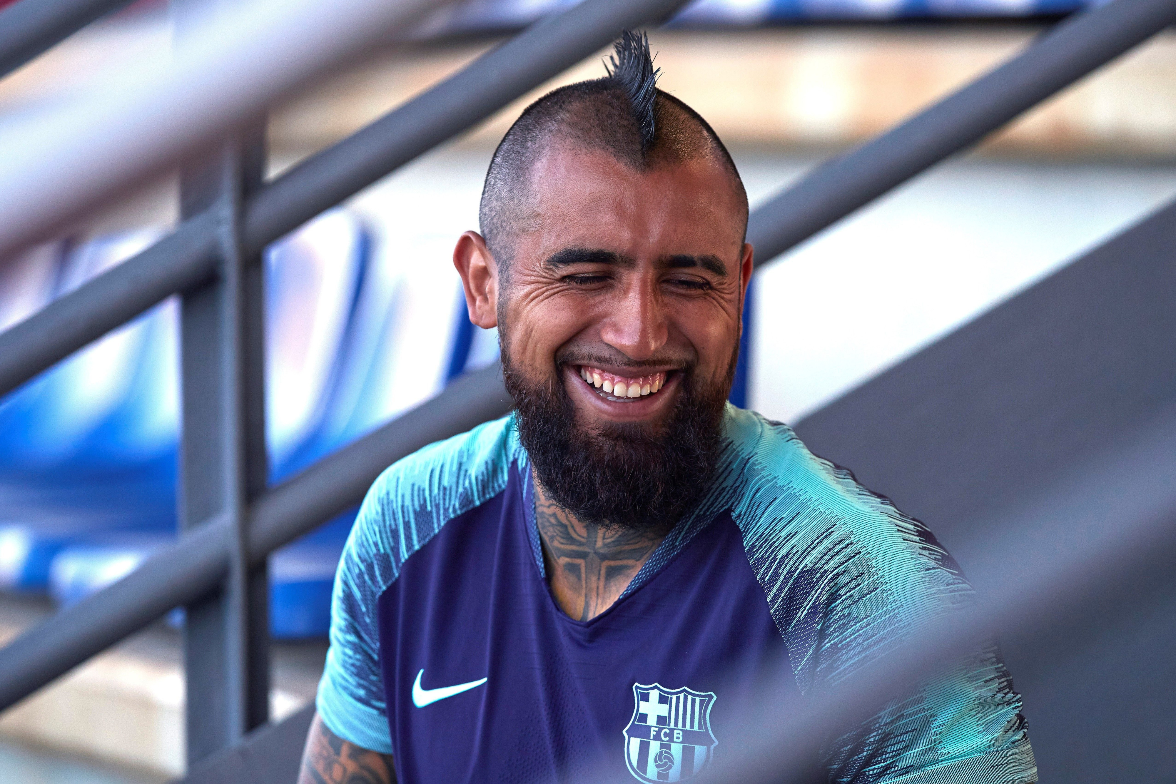 Arturo Vidal en un entrenamiento del Barça / EFE