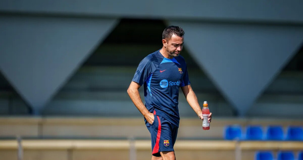 Xavi Hernández, en el entrenamiento del domingo / FCB