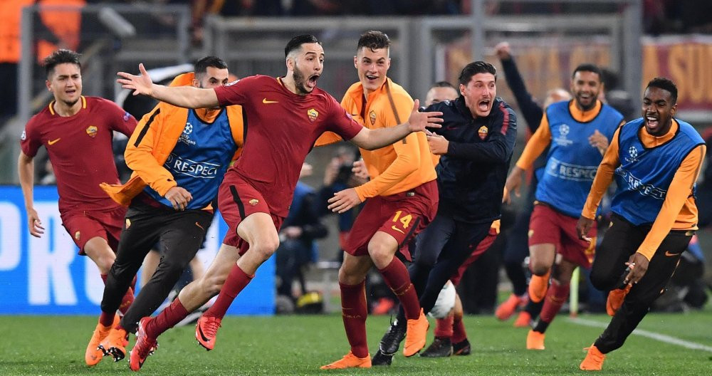 Kostas Manolas celebra el tanto que anotó ante el FC Barcelona / EFE