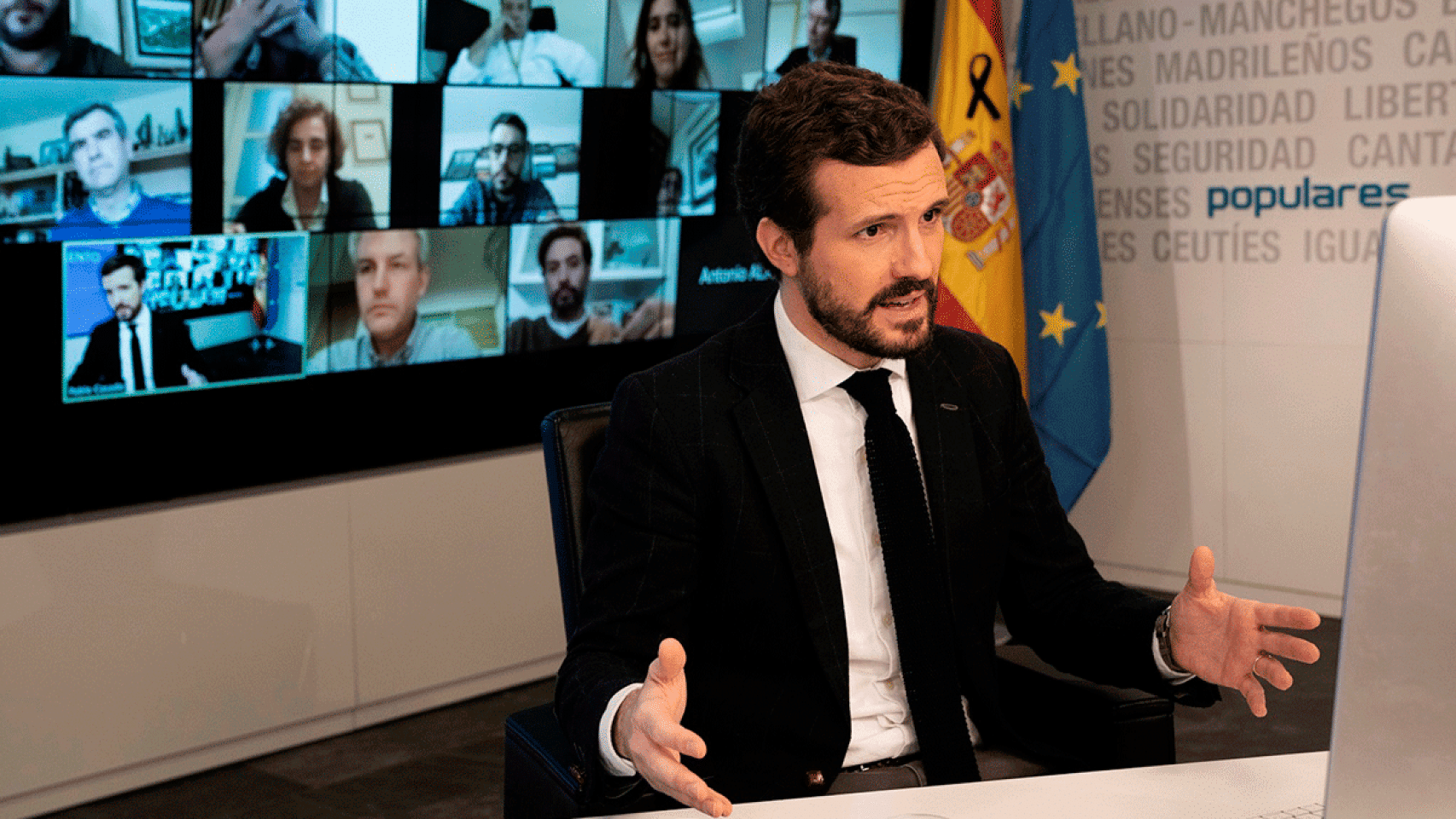 Imagen de Pablo Casado en su despacho de la sede del PP / EFE