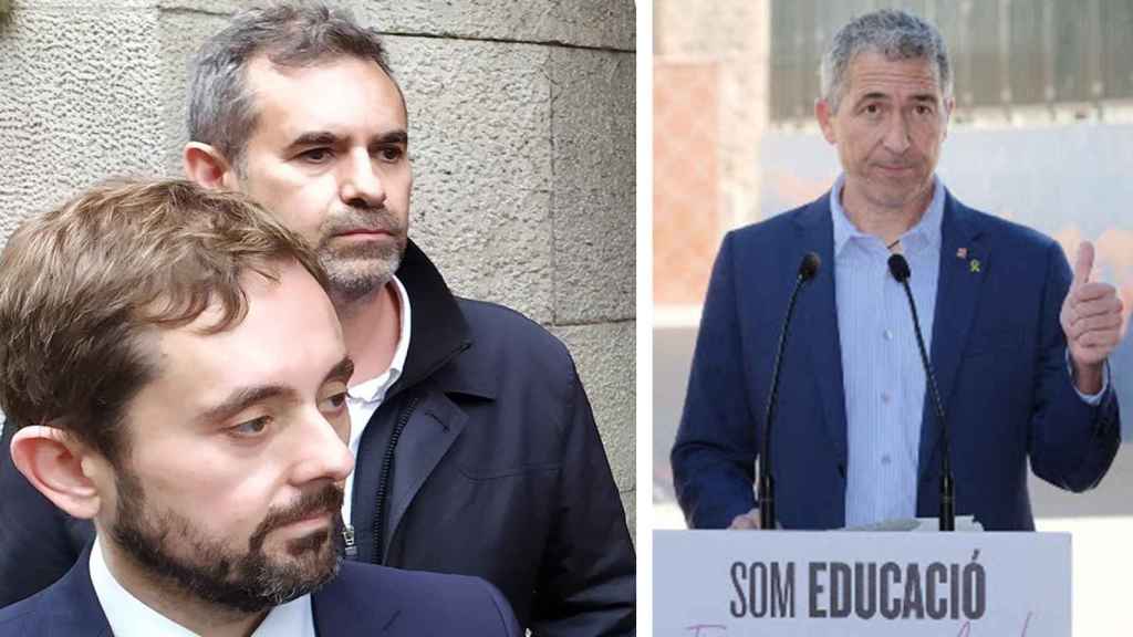 El abogado y presidente de Convivencia Cívica Catalana, Ángel Escolano (delante); el portavoz de Hablamos Español, Alejandro Navarro (detrás), y el consejero catalán de Educación, Josep Gonzàlez Cambray / EUROPA PRESS