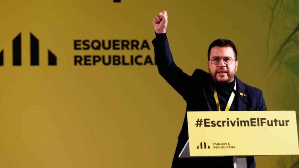 El presidente de la Generalitat, Pere Aragonès, en la Conferencia Nacional de ERC en L'Hospitalet de Llobregat / EFE