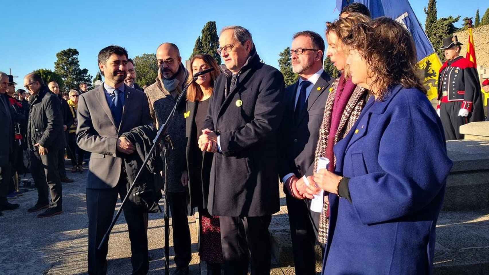 El presidente de la Generalitat, Quim Torra, en la ofrenda anual a la tumba del expresidente de la Generalitat Francesc Macià / EUROPA PRESS