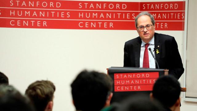 Quim Torra, presidente de la Generalitat, en su conferencia en la Universidad de Stanford (EEUU) / Govern.cat