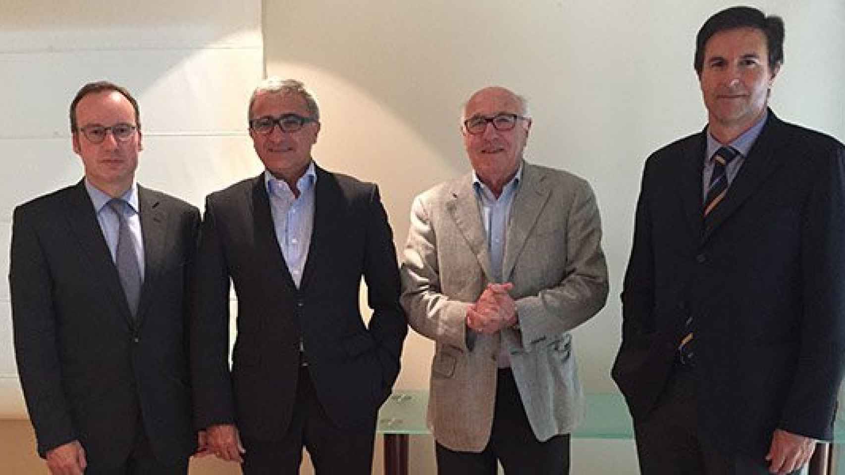 La cúpula de Cementos Molins. De izquierda a derecha: Carlos Martínez (director financiero), Julio Rodríguez (consejero delegado), Juan Molins (presidente) y Salvador Fernández (director general) / CG