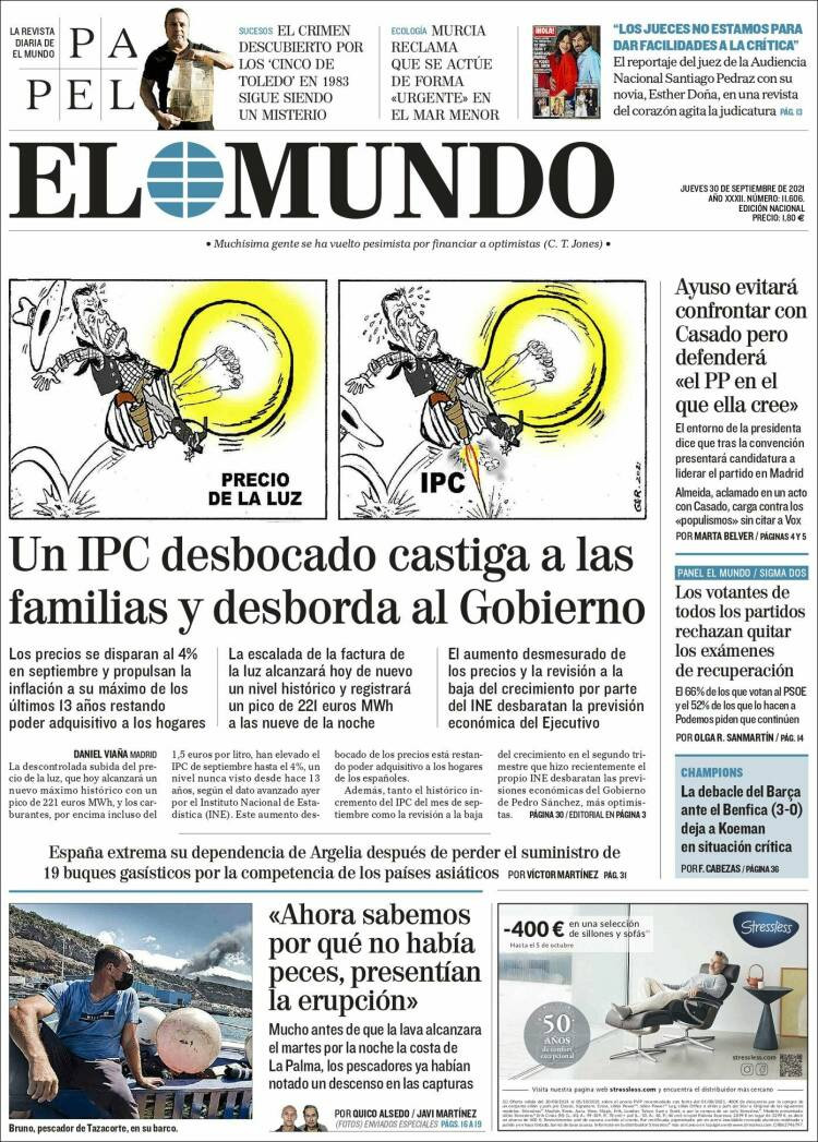 Portada de 'El Mundo' del 30 de septiembre de 2021 / KIOSKO.NET