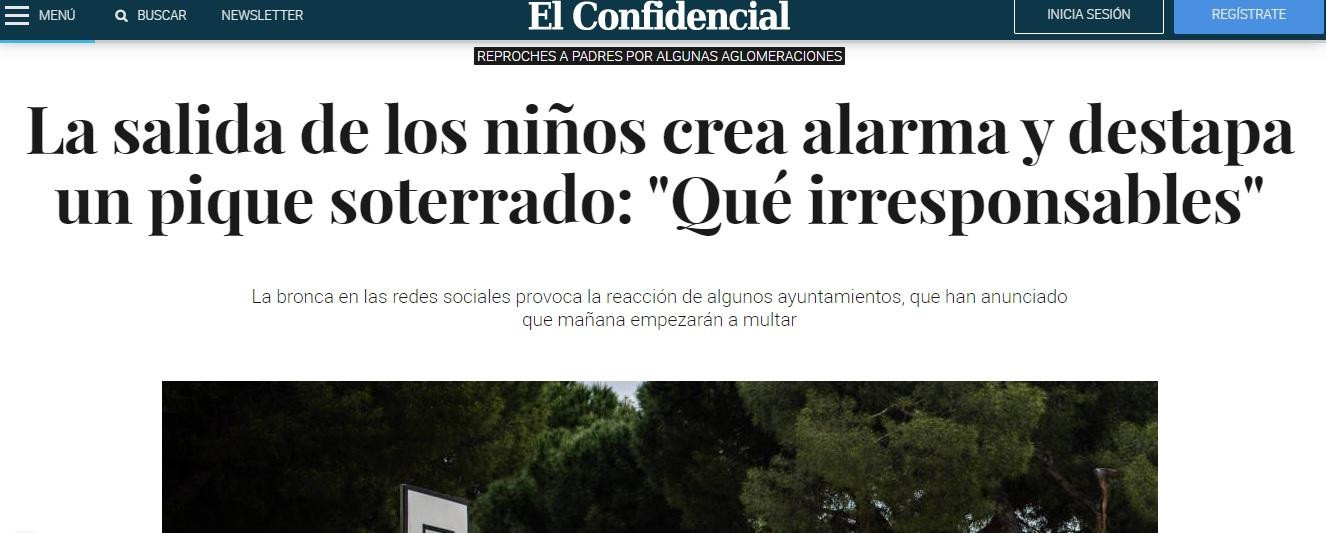 Noticia de 'El Confidencial' del 27 de abril del 2020