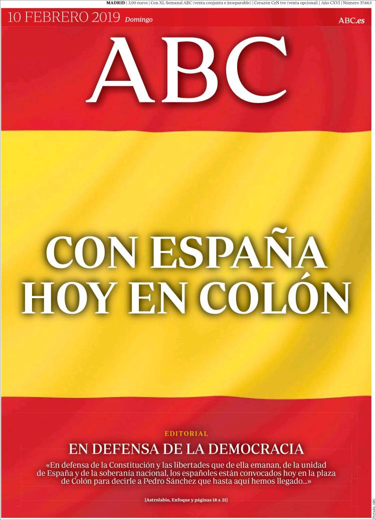 Portada de ABC de este domingo 10 de febrero