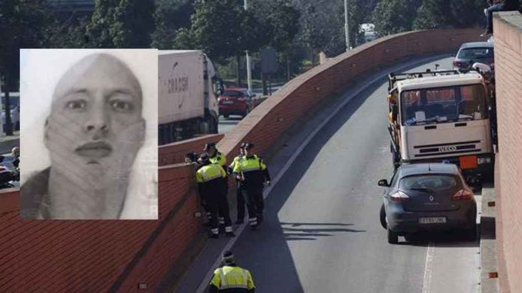 El detenido, Joakim Robin Berggren, y el camión de butano en el punto en el que fue interceptado por la policía / FOTOMONTAJE DE CG