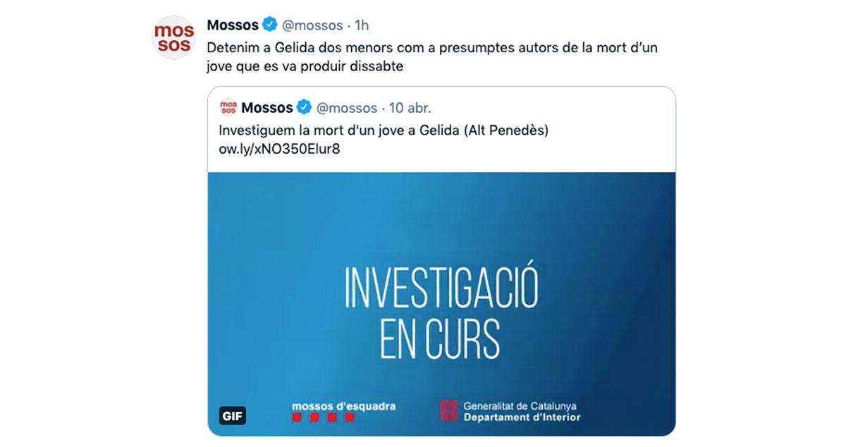 La notificación de la detención de los dos menores en Gelida / MOSSOS