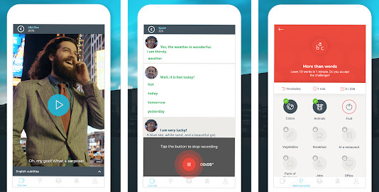 Pantallazos de la 'app' de ABA English para android / GOOGLE PLAY