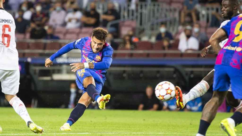 Coutinho disparando a portería contra el Bayern / FC Barcelona