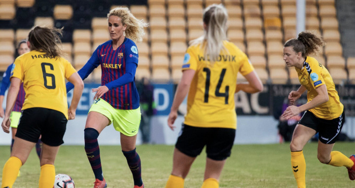 Una foto de Kheira Hamraoui durante el partido de Champions League / FCB